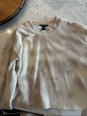 Forever 21 Cream Ribbed Crewneck Sweater